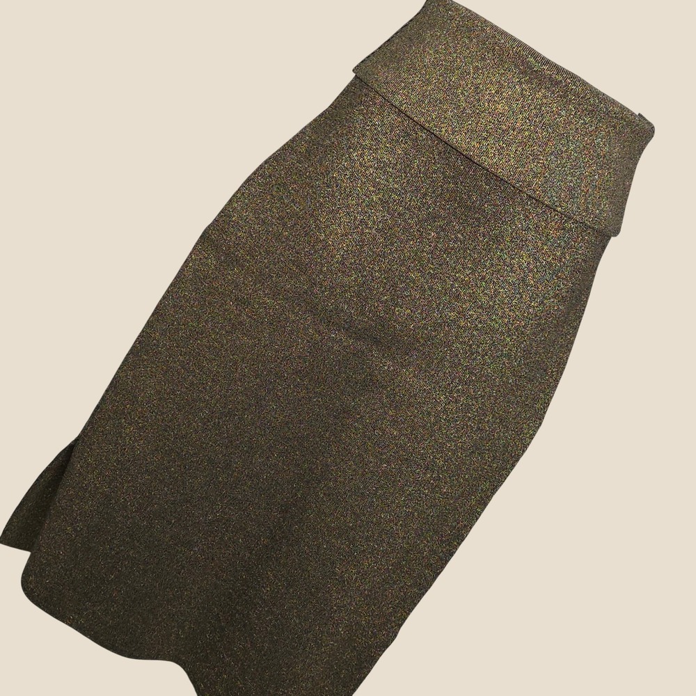 M.M.LaFleur Womens XS Harlem Skirt Jardigan Knit Metallic Gold Pencil Knee